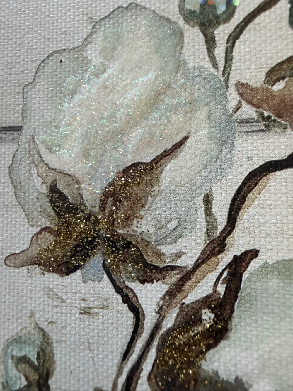 Blue Mason Jar Cotton Floral Canvas Wall Art